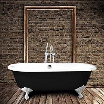 Vasca da bagno in ghisa freestanding stile classico 153 cm nera con piedini bianchi