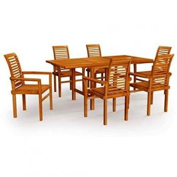 Garten-Essgruppe 7-tlg. Teak Massivholz