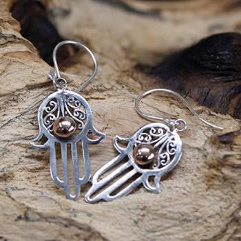 KDMD Hamsa Earrings – Dual Tone Silver & Gold