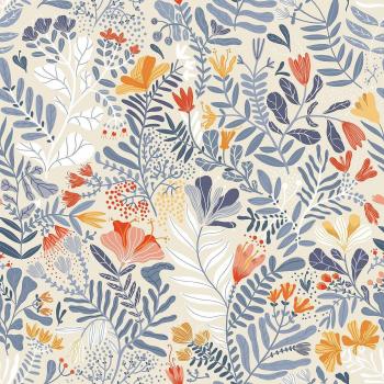 Brittsommar Light Blue Floral Non Woven Wallpaper