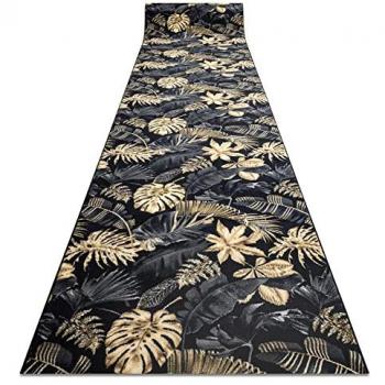 Runner Monstera Green & Gold Rug – Anti‑Slip, 100 × 610 cm