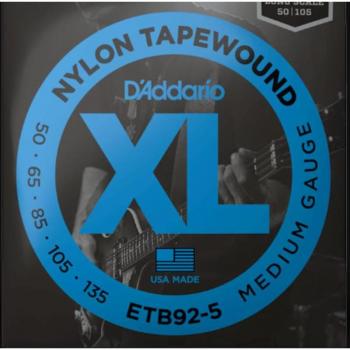 Jeu de cordes D'Addario ETB92-5 pour basse 5 cordes 50-135 tapewound