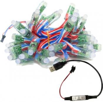 50 LED WS2811 Pixel RGB Module 5V IP68 avec Télécommande RF et Contrôleur USB