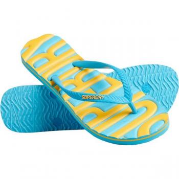 Chanclas veganas Superdry Vintage Logo azul amarillo para mujer