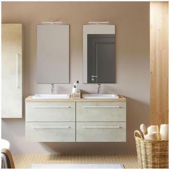 Unités de rangement lavabos en béton blanc 140 cm – vasque, miroir et colonne