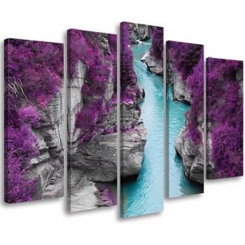 Mosaico di Tessuti Viola “Purple Landscape Stream” 5 Pezzi 100x70