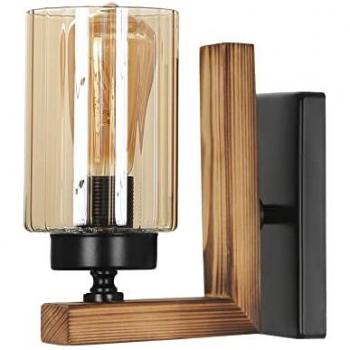 Aplique de pared de madera WELLHOME, diseño vintage, E27
