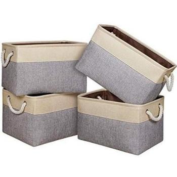 Univivi Fabric Storage Box Set (Gray) – 4 Baskets for Children’s Rooms & Nurseries