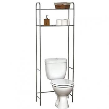 Meuble wc 2 tablettes pour toilettes chrome