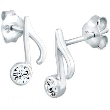 Pendientes 'Sonido' plata y piedras transparentes
