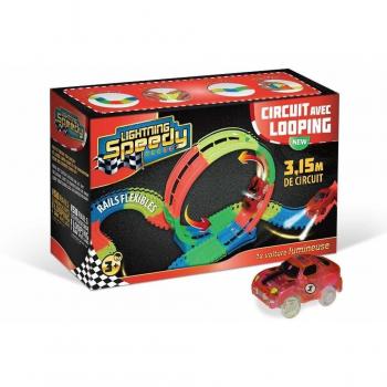 Circuit Looping Inédit Flexible avec 150 Rails Lumineux et 1 SUV