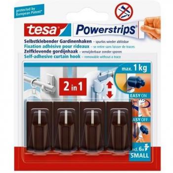 X Tesa Powerstrips Gardinenhaken Small braun VE=4 Stück