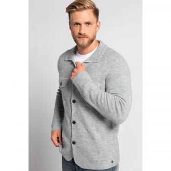 JP1880 Men's Plus Size Knitted Shirt, Grey, 3XL, Synthetic Fibers