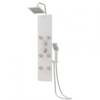 Panneau de douche design en acier inoxydable 130 cm blanc