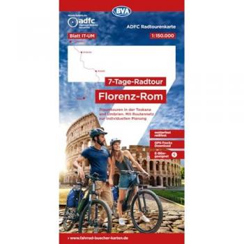 ADFC-Radtourenkarte IT-UM 7-Tage-Radtour Florenz-Rom, 1:150.000, reiß