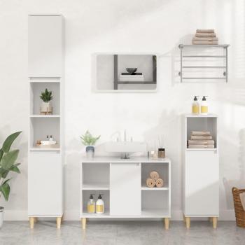 Meuble sous-vasque blanc brillant 80x33x60 cm en bois d'ingénierie