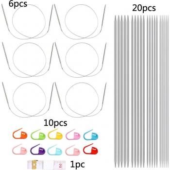26PCS Knitting Needle Set with Stitch Markers