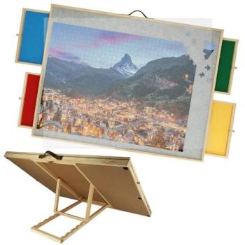 BREND BR-2224 Planche de Puzzle Ajustable – 4 Compartiments, 1500 Piezes – Couverture Transparente
