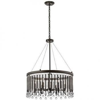 Ceniza 6 Light Round Ceiling Chandelier Pendant Light in Espresso with E14 Socket