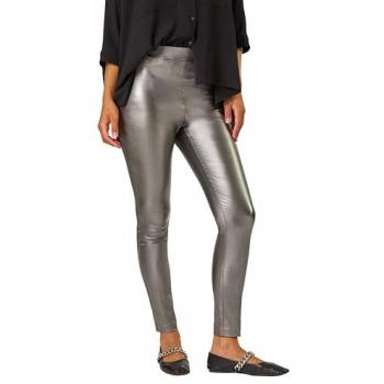 Elastic Waist Faux Leather Workwear Pants