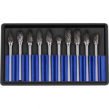 10pcs Tungsten Carbide Rotary Burrs Set 3mm Shank 6mm Diameter
