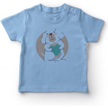 T-shirt bébé garçon bleu Chien mignon et cœur Angemiel