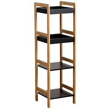 Vier‑Stufen‑Bambusregal, schwarz, MDF‑Kern