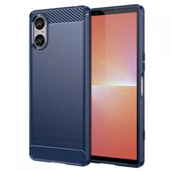 Custodia in TPU blu con effetto fibra di carbonio per Sony Xperia 5 V