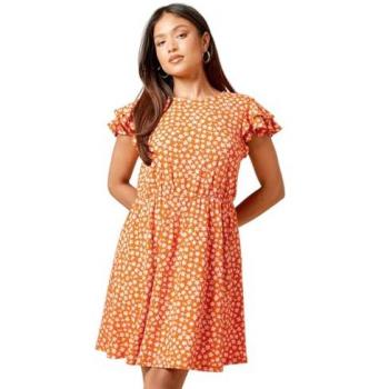 Dorothy Perkins Petite Orange Ditsy Mini Dress, Size 8