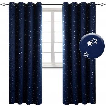 BGment Sterne Verdunkelungsvorhänge mit Ösen 2 Stücke Romantische Gardine für Wohnzimmer Kinderzimmer Schlafzimmer