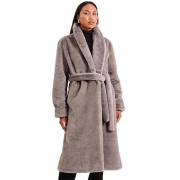 Debenhams Grey Faux Fur Long Coat, Size M – Female