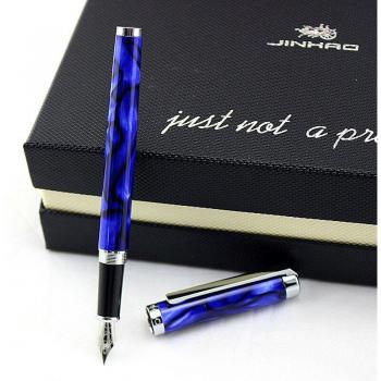 Pluma Jinhao 0,5 mm Mármol Clip Plateado Tinta Océano Azul