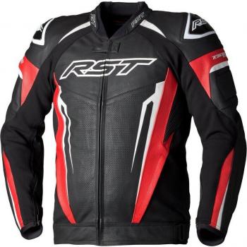 RST Giacca in Pelle Moto Tractech EVO 5 Nero Rosso