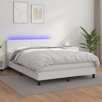 Ensemble lit boxspring et matelas avec LED intégré, Blanc 140x200 cm