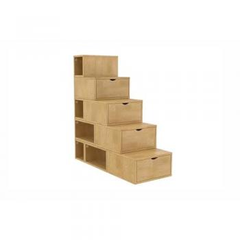 Cube Escalier Rangement 125 cm – ABC Meubles – Bois Massif Marron