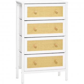Cómoda Branca Elegante, 4 Gavetas Dobráveis – HOMCOM