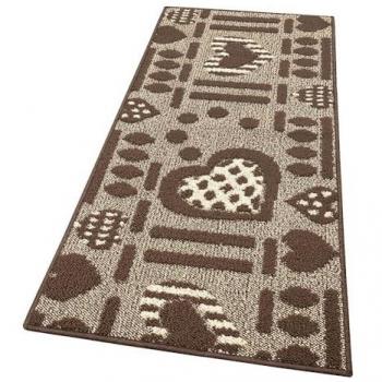 Alfombra de Cocina 57x270 cm Corazón Marrón AntiDeslizante
