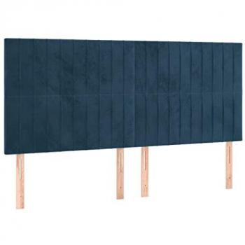 Meubles de lit bleus profonds en velours – Kit 4 têtes (80 × 5 × 78/88 cm)
