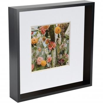10x10 3D Deep Box Picture Frame, 6x6 Interior Opening, Black and White