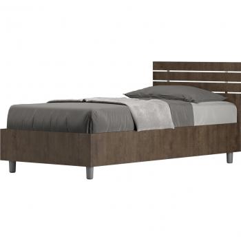 Cama Individual 80x190 con Somier y Cabecera de Lamas Nogal Ankel