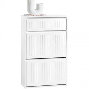 Armoire de rangement pour chaussures avec 2 tiroirs rabattables et 1 tiroir coulissant, couleur blanche, FSR165-W