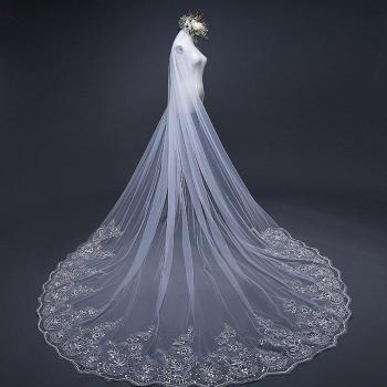 3*3 Meter White/Ivory Beautiful Cathedral Length Wedding Veil EE105