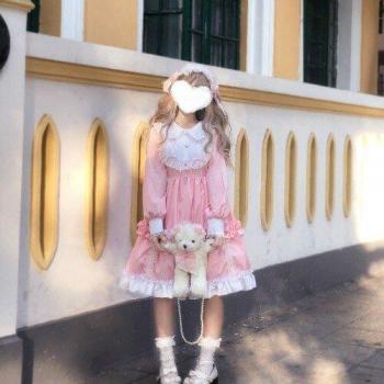 Vestido de Té Lolita de Color Sólido con Diseño de Hadas y Manga Larga