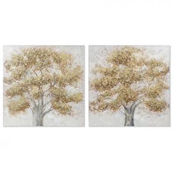 Double Cadre Arbre Cottage 100×38×100 cm en Toile