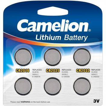 Set de 6 piles Camelion 3V (CR2032, CR2025, CR2016) – Mix