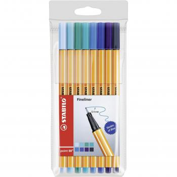 Fineliner Stabilo Point 88 Set 8 Blu