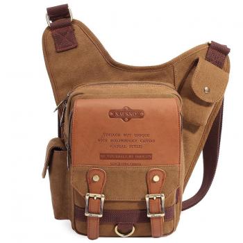 KAUKKO Sac à bandoulière militaire rétro en toile (Kaki)