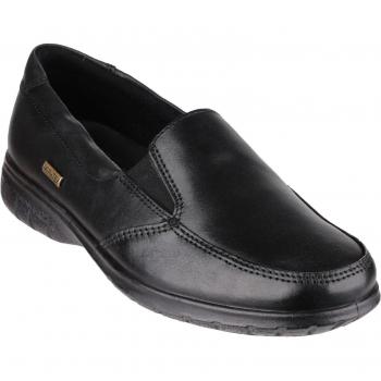 Damas Cotswold Loafers con Piel de Withington, Resistente al Agua – Negro