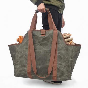Sac de rangement en bois Evago, sac fourre-tout en toile cirée extra large