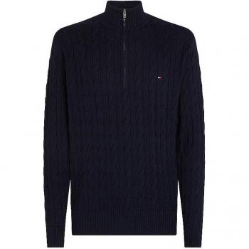 Pull bleu torsadé col montant Tommy Hilfiger taille M